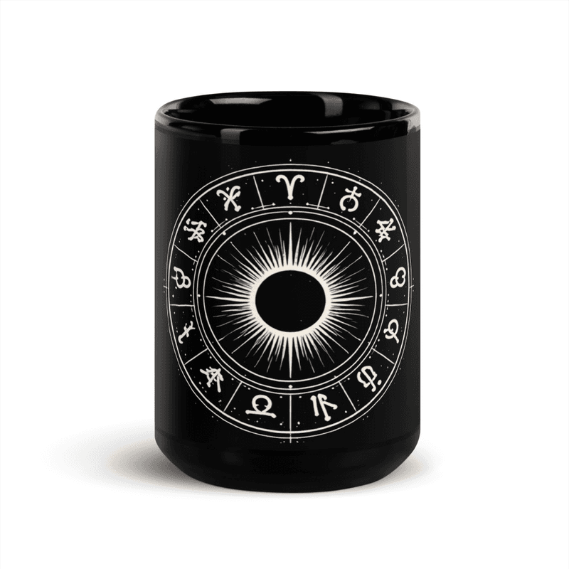Memento Astra Zodiac Logo - Black Glossy Mug