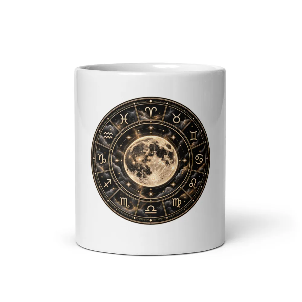 Golden Full Moon Zodiac - Glossy Mug