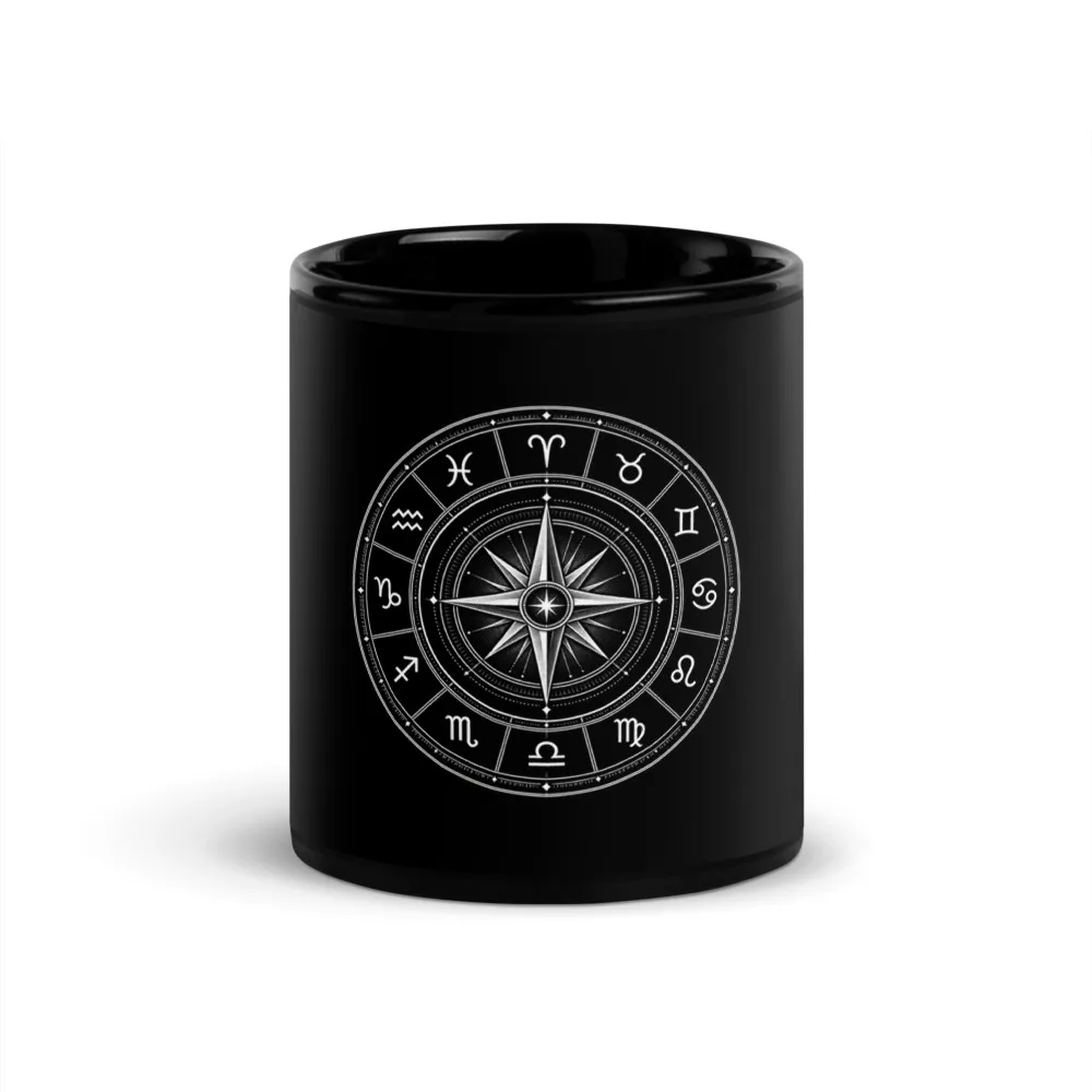 Silver Star Zodiac - Black Glossy Mug